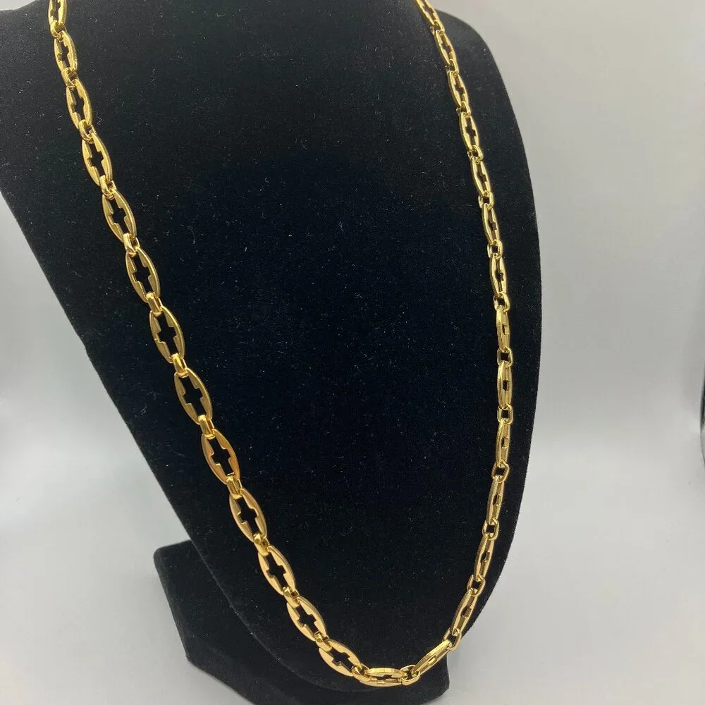 Real 18K Gold Plated over Stainless Steel Oval Link Hollow Cross VARIOUS Lengths